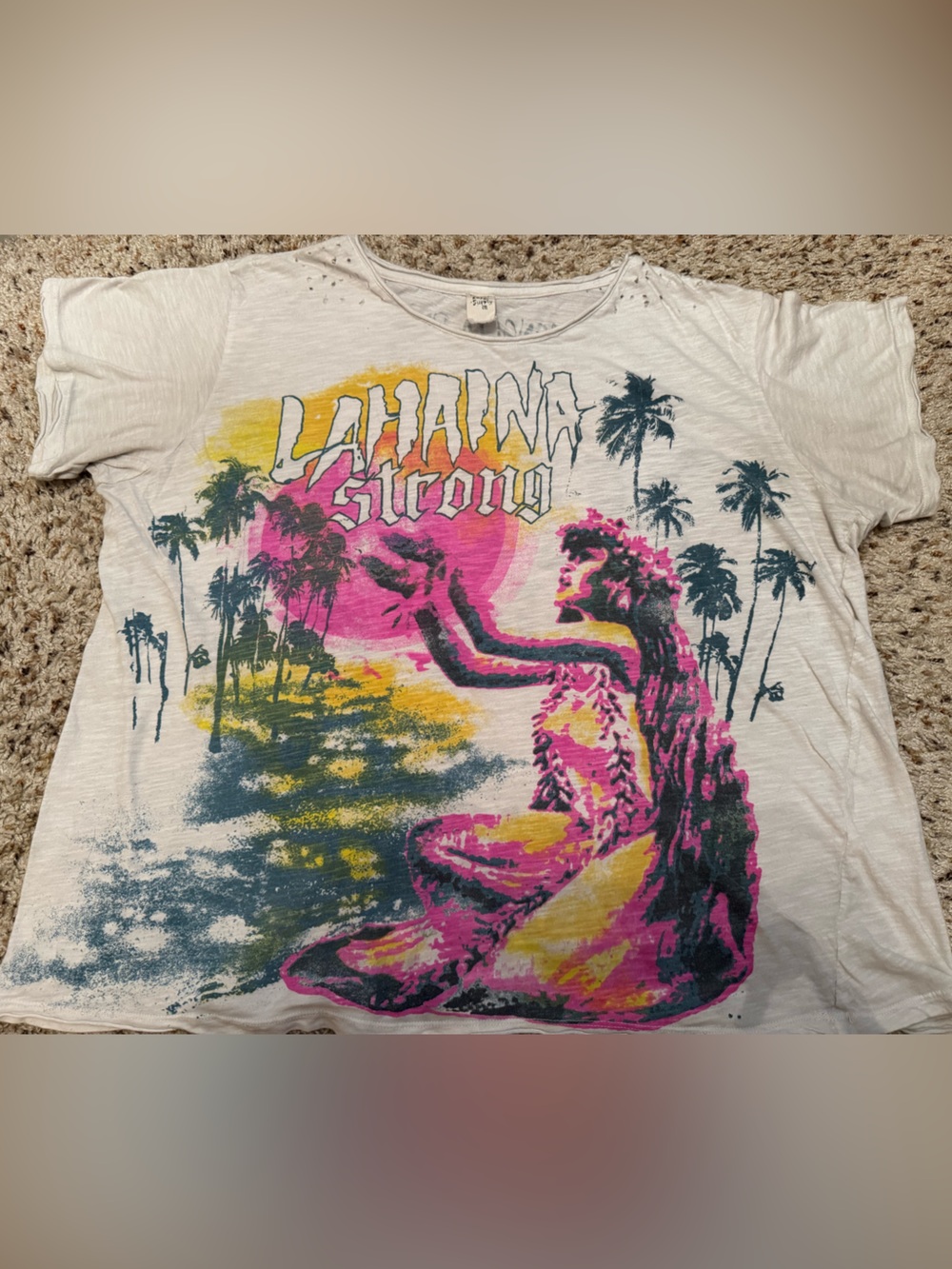Magnolia Pearl White Tee with Pink & Yellow Hawaiian Graphic